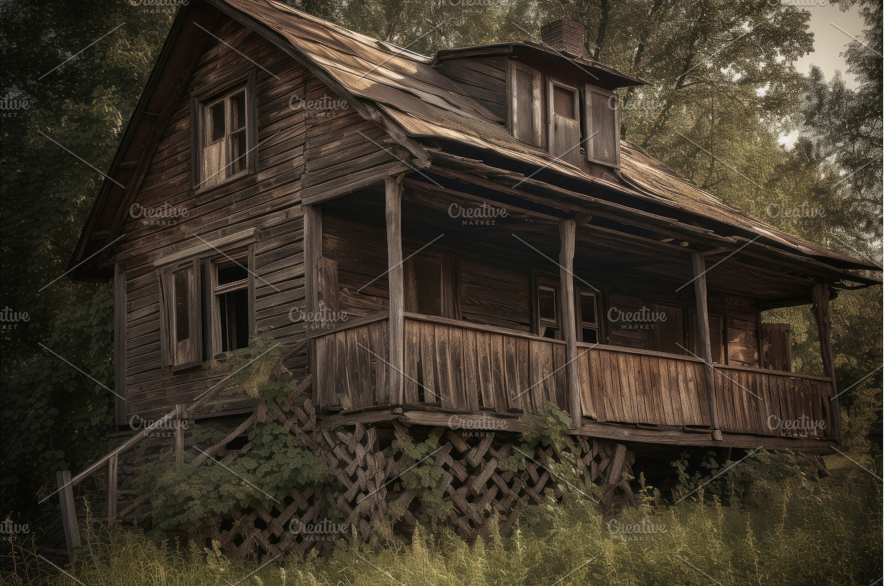 Abandoned wooden house. Generate AI, an Architecture Photo by Ylivdesign