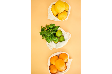 Fresh produce in eco-friendly bags