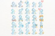 Blue Birthday Dino Clipart Set, an Illustration by Nicolle's Colorful Art (Thumbnail 3 of 6)