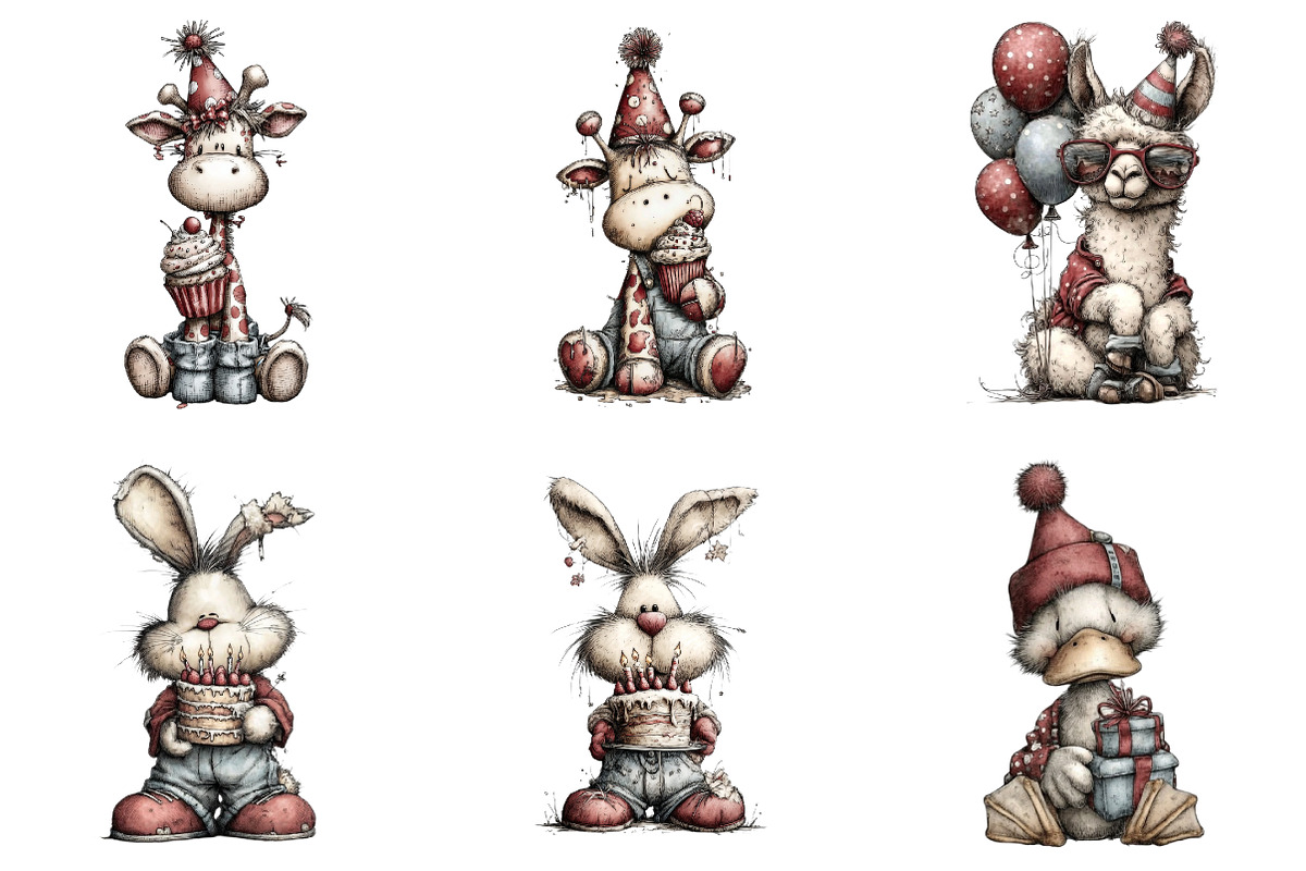 Quirky Birthday Party Animals, an Illustration by Watercolor design (Photo 3 of 7)
