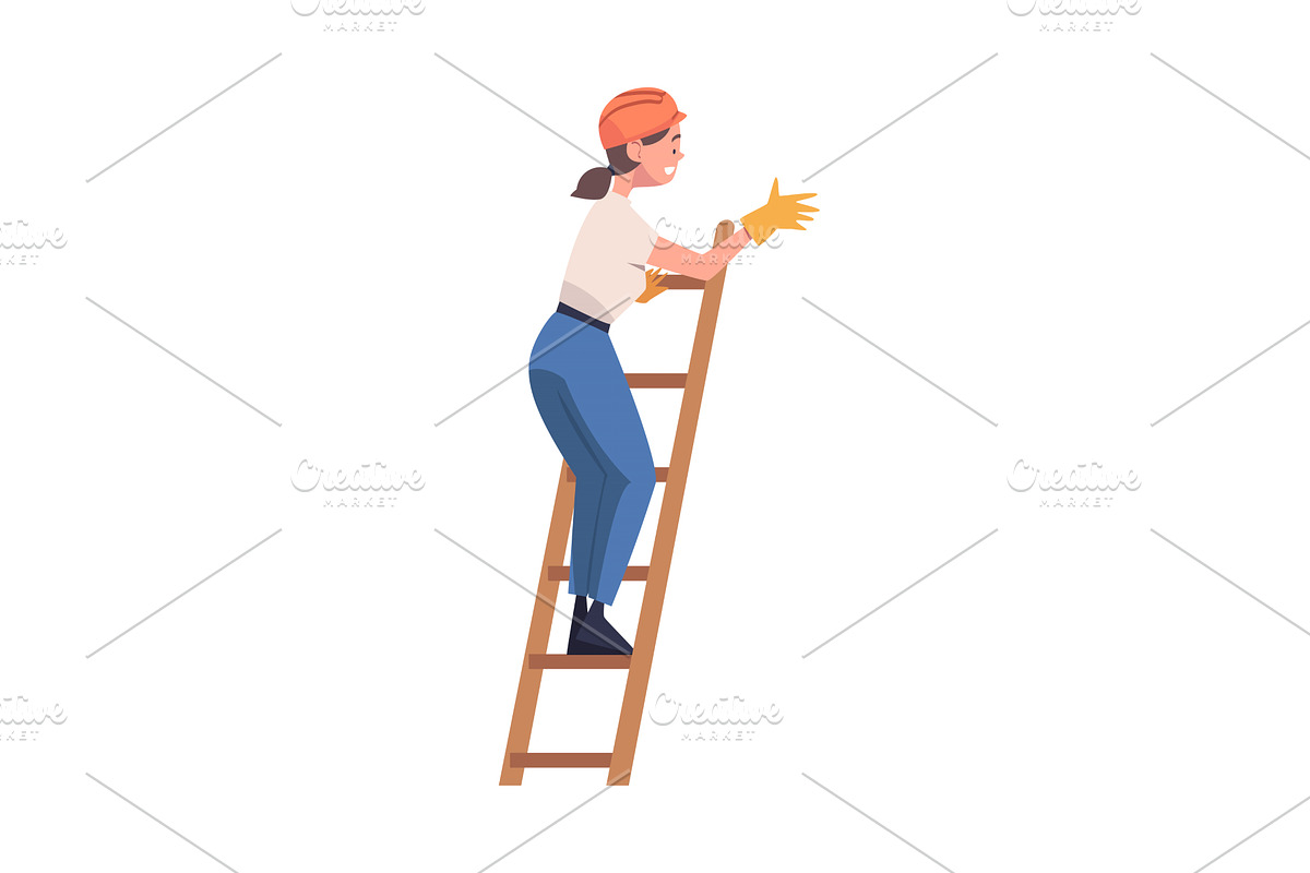 Woman Construction Worker Character, a Person Illustration by TopVectors