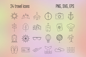 Linear Travel Icons Set