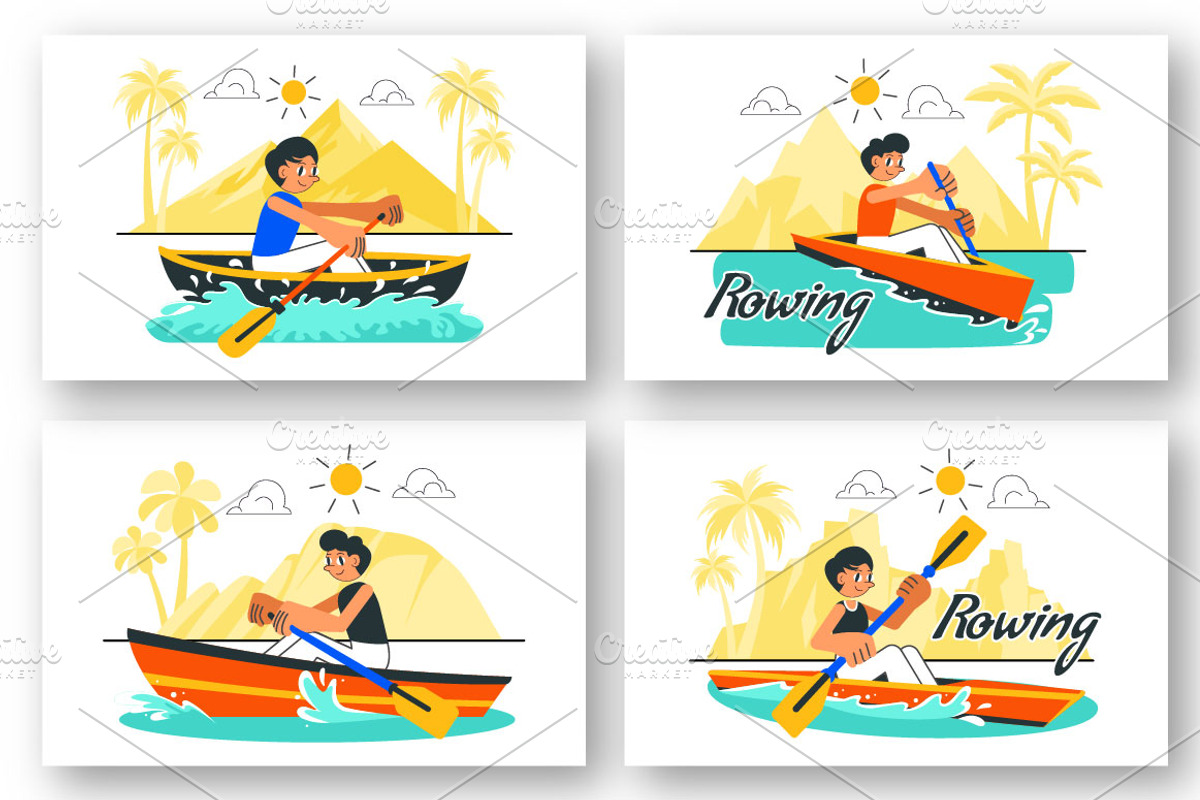 10 Rowing and Canoeing Illustration, a Sport Illustration by denayunebgt (Photo 3 of 4)
