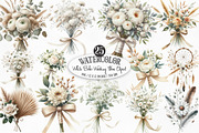 White Boho Wedding Floral Bouquet, an Illustration by Designking (Thumbnail 1 of 4)
