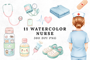 Watercolor Nurse Clipart PNG Bundle, an Illustration by Elegant_Studio44 (Thumbnail 1 of 3)