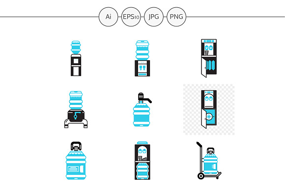 Water Cooler Service Vector Icons