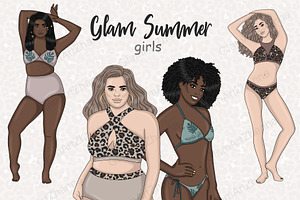 Glam Summer Girls Clipart