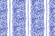 Blue Floral Vertical Seamless Border, a Pattern Graphic by SirenaArt (Thumbnail 3 of 10)