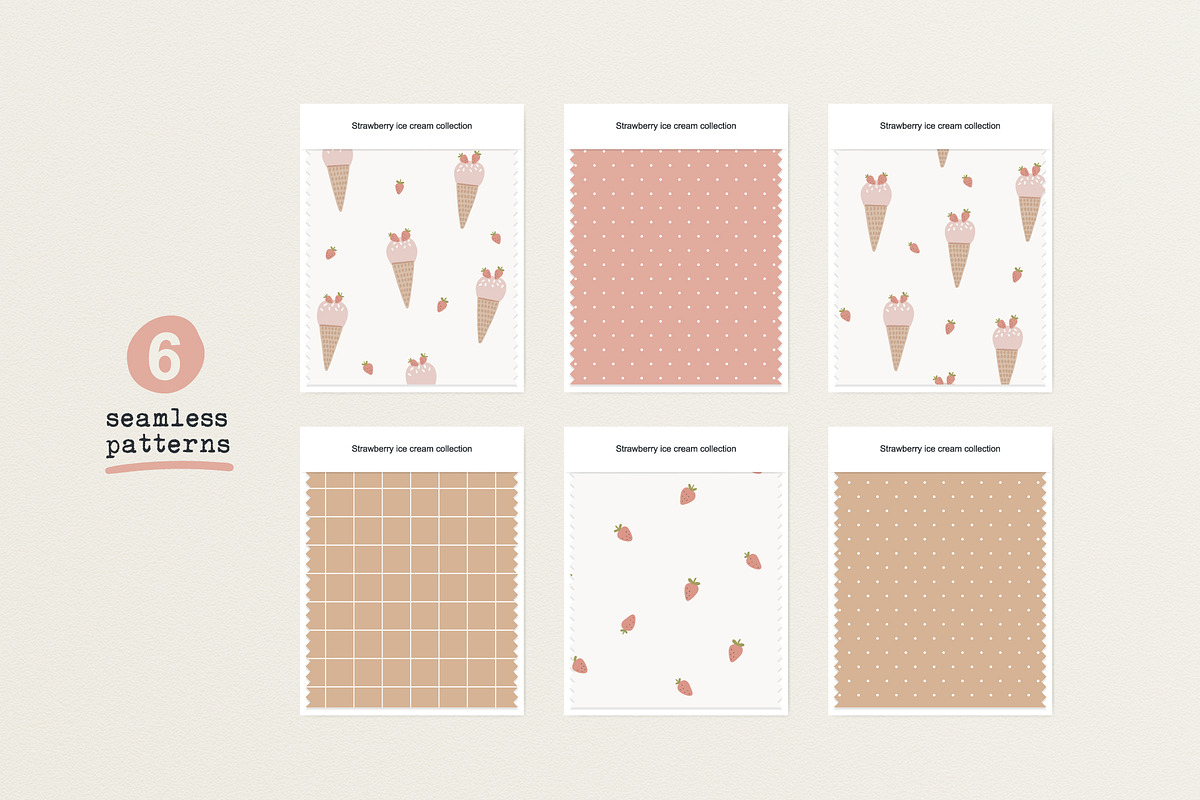 Strawberry ice cream –vector version, a Pattern Graphic by Olena Kuznietsova (Photo 2 of 7)