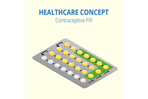 Isometric Strip Of 28 Contraceptive Pill