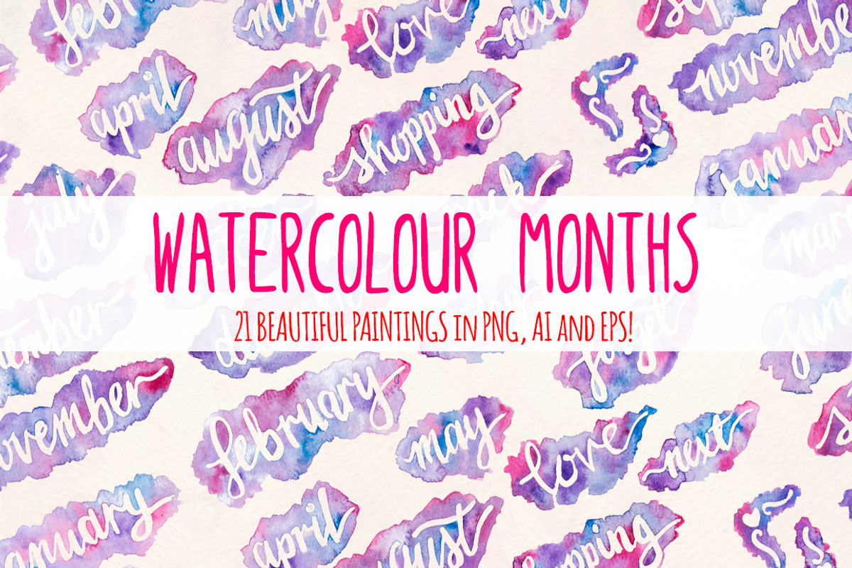 21 Month Watercolors Graphics, a Decorative Illustration by Violet LeBeaux (Photo 1 of 3)