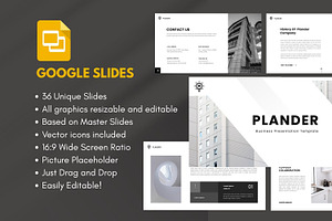 PLANDER Minimal Google Slides, a Presentation Template by Rizki Herdian