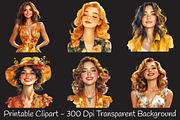 Gold Spring Woman Watercolor Clipart, a Person Illustration by RobertsArt (Thumbnail 4 of 7)