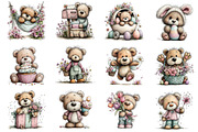 Whimsical Spring Teddy Bear Clipart, an Illustration by Dream Creation (Thumbnail 2 of 5)