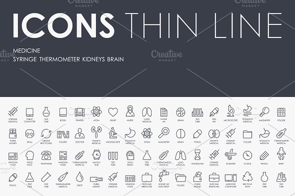 Medicine Thin Line Icons