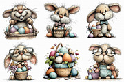 Funny Easter Bunny Basket Clipart, an Illustration by Libby Wishes (Thumbnail 2 of 7)