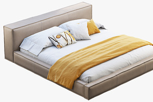 Queen Loft Leather Bed 3d Model