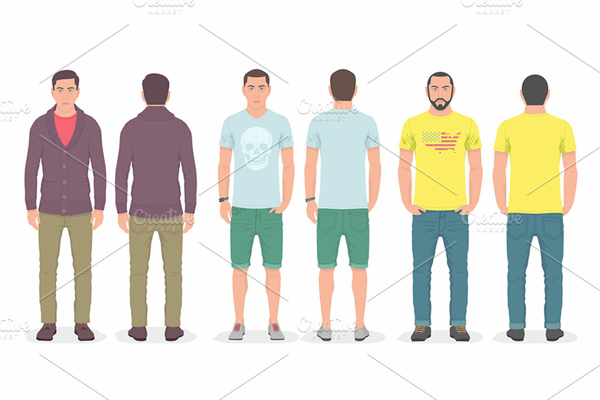 Man, front and back views, a Background Graphic by Volyk