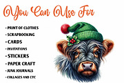 Christmas Highland Cow PNG Bundle, a Seasonal Illustration by CreationArt (Thumbnail 5 of 7)