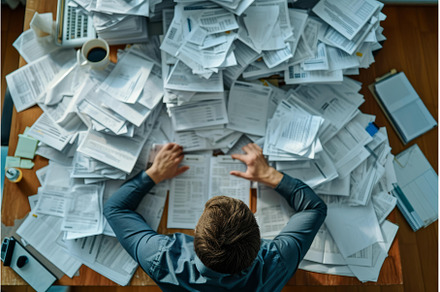 Overworked Busy office man. Generate, a Person Photo by Ylivdesign