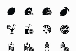 Lemon And Lime Vector Icons Set