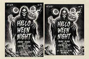 Vintage Halloween Night Poster, a Poster Template by Black Cat Studio (Thumbnail 2 of 4)
