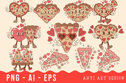 Pizza Valentine Day Sublimation, a Food Illustration by anyiartdesign
