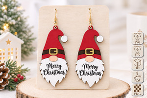 Merry Christmas Earrings Laser Cut