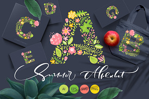 Hand Drawn Summer Flower Alphabet SV, an Object Graphic by Happy Letters