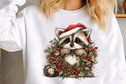 Whimsical Raccoons Christmas Clipart, a Seasonal Illustration by Canvas Craft (Thumbnail 5 of 10)