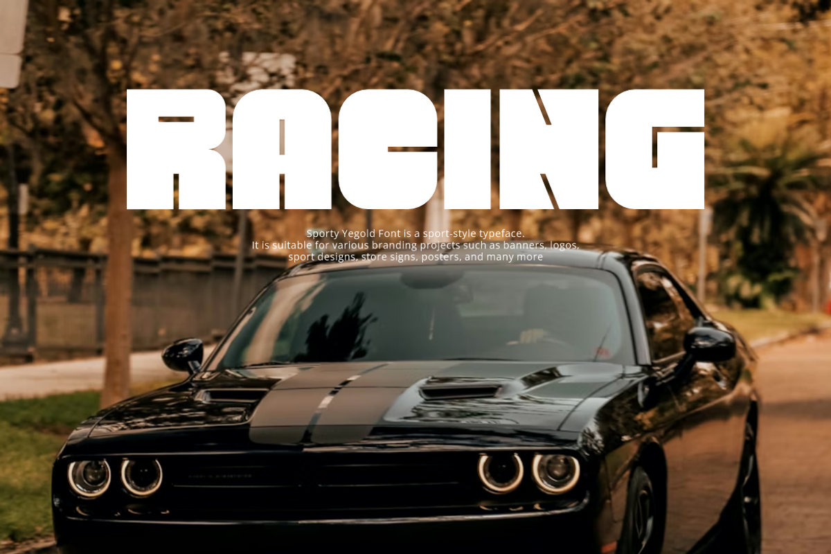 Sporty Yegold - Racing Car Font, a Sans Serif Font by QR Design Studio (Photo 3 of 7)