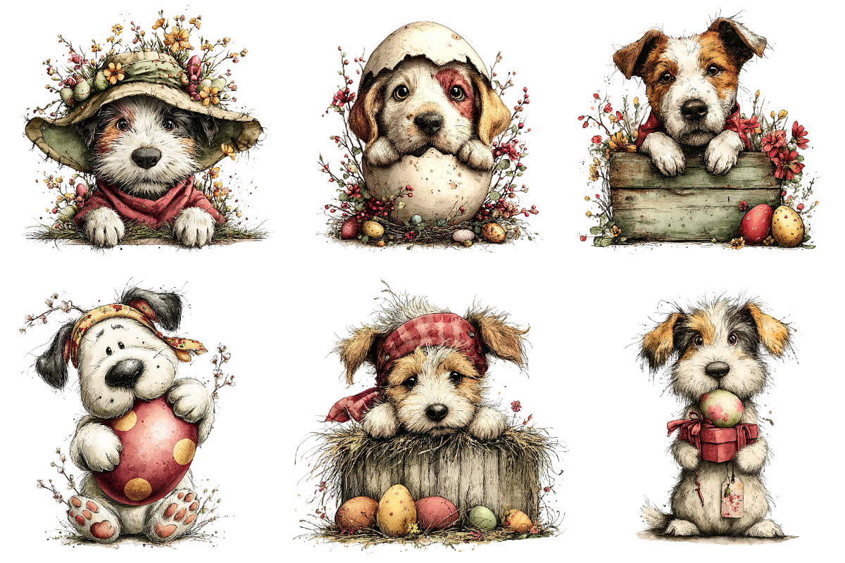 Whimsical Easter Dogs Clipart, an Illustration by Dream Creation (Photo 5 of 6)