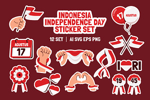 Indonesian independence Element Set, an Object Illustration by Eighteen Studio