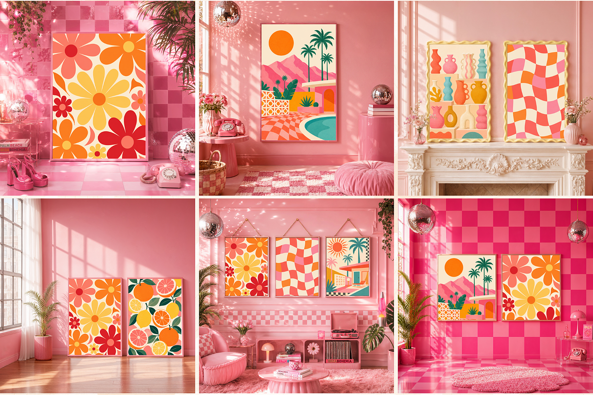 50 Girly Pink Retro Frame Mockups, a Household Mockup by Matisse Studio (Photo 1 of 10)