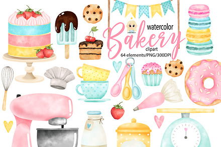 Bakery Watercolor Clipart