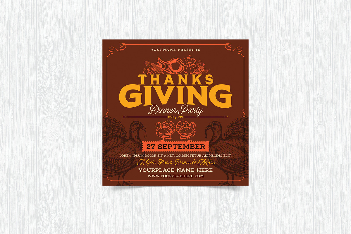 Thanksgiving Dinner Party, a Print Template by DesignWorkz