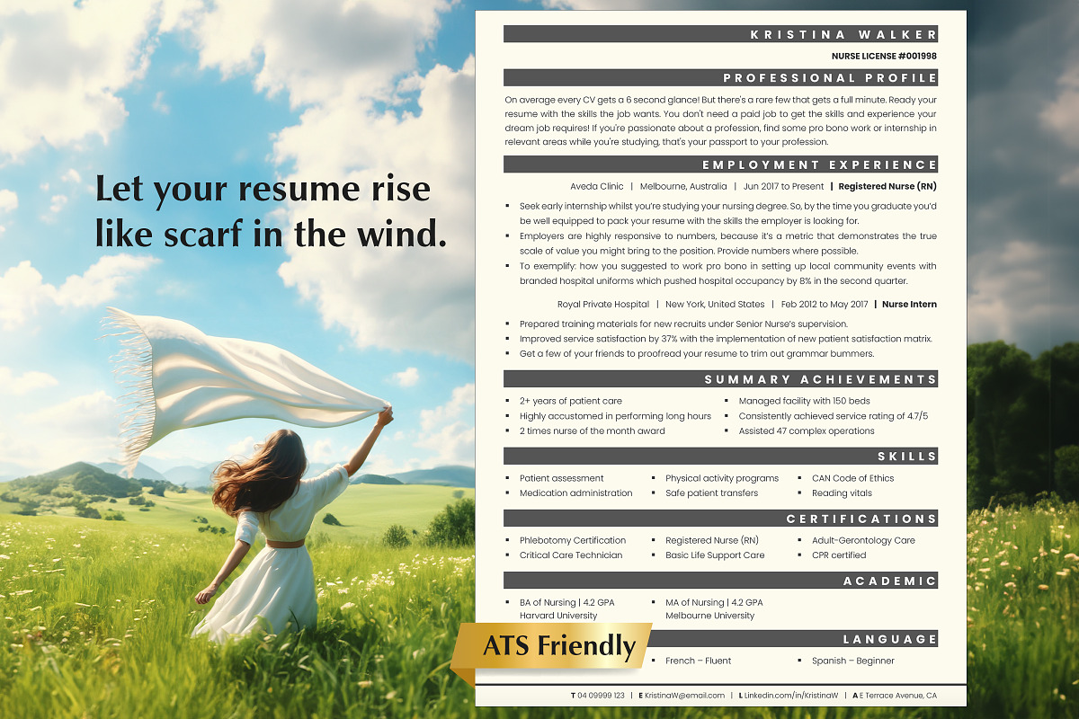 RN Registered Nurse, Nurse CV Pages, a Resume Template by Career Canvas (Photo 1 of 11)