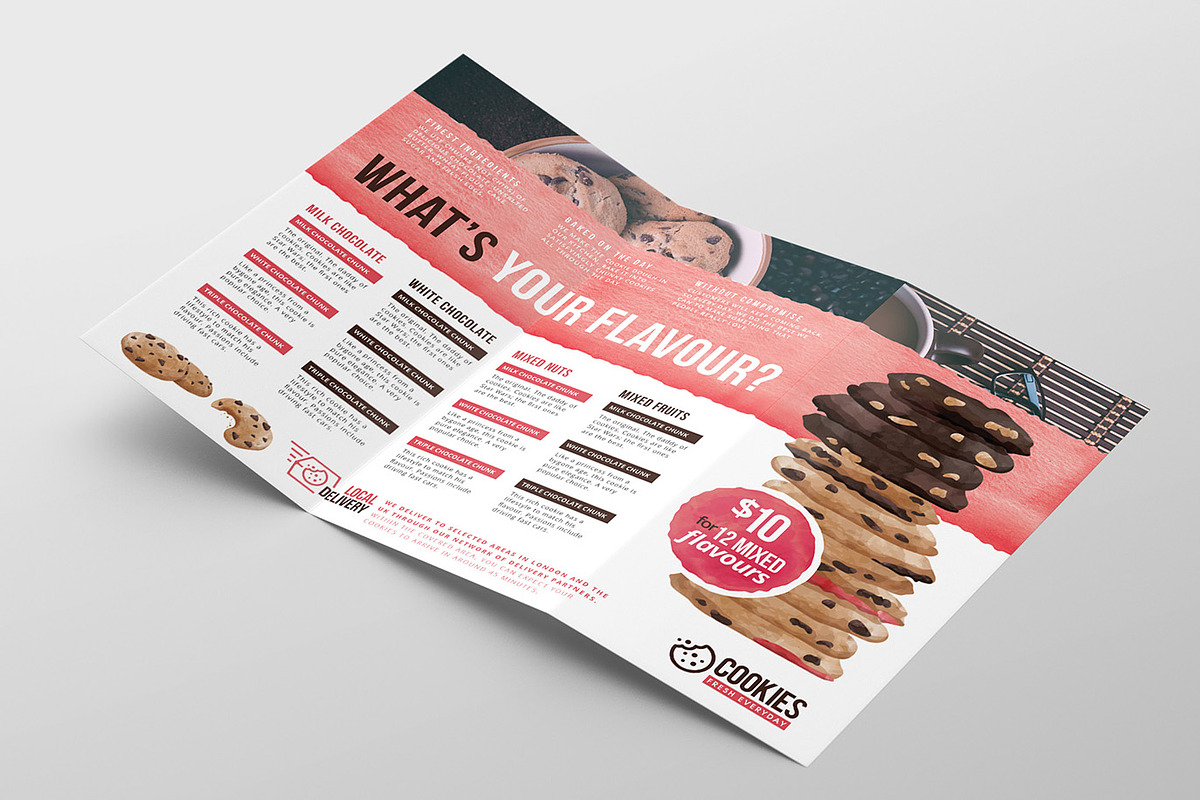 Cookie Shop Trifold Menu Template, a Brochure Template by BrandPacks