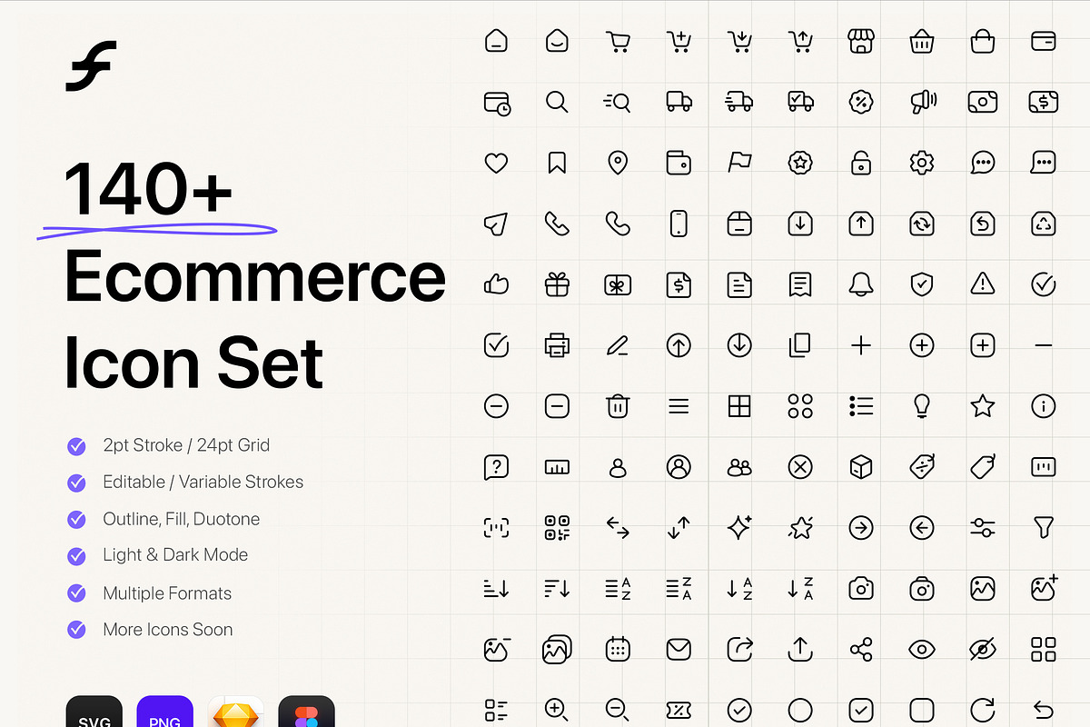 140+ Ecommerce Icon Set – IconFlow, an Outline Icon by PixelGaze (Photo 2 of 6)