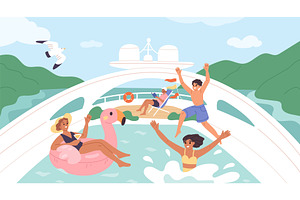 Sea cruise people. Happy family, an Animal Illustration by YummyBuum