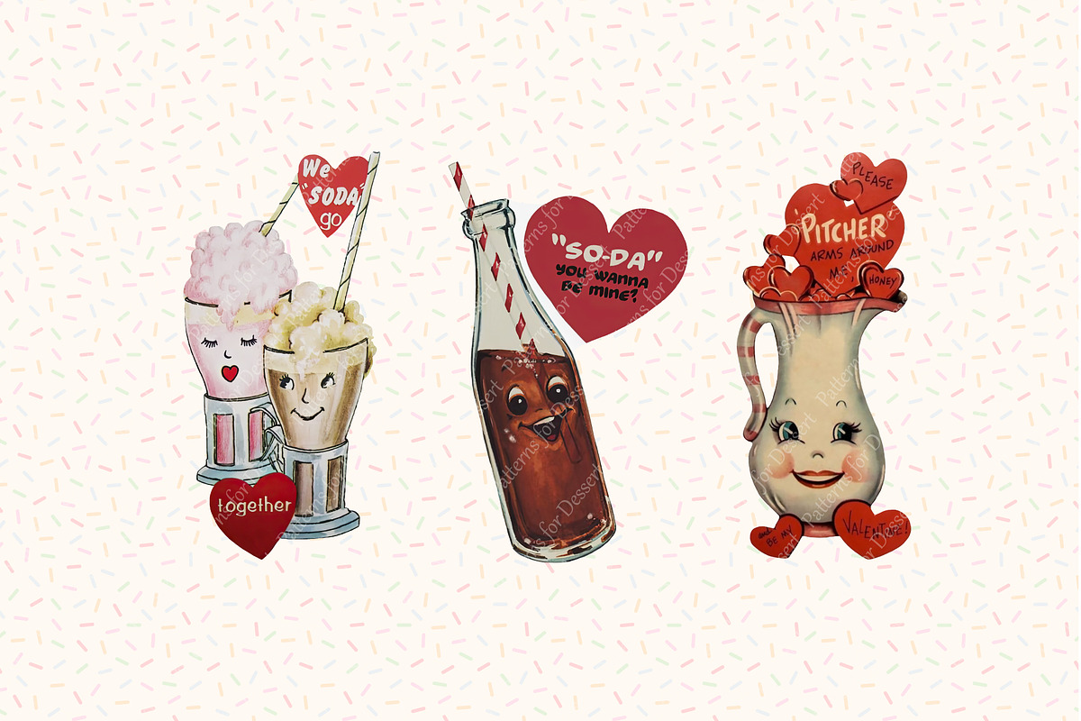 Retro Valentine's Day Clip Art, a Seasonal Illustration by Patterns for Dessert (Photo 5 of 6)
