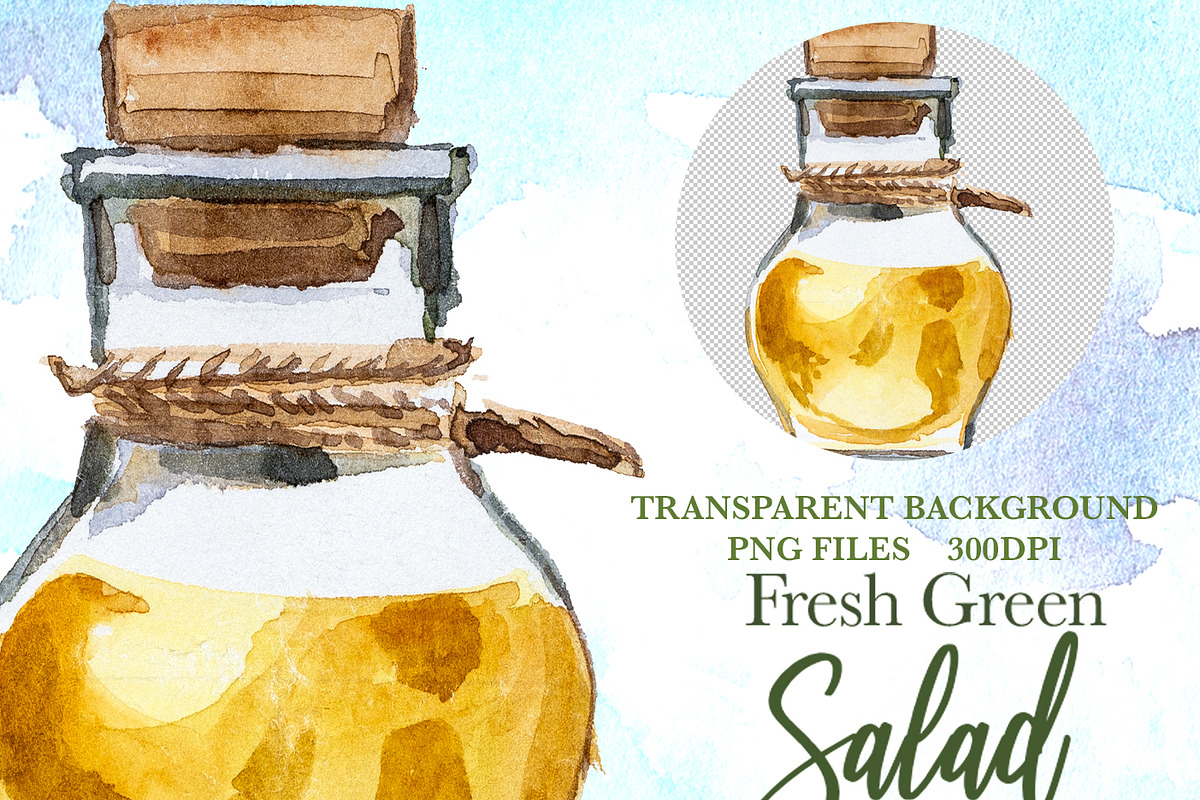 Salad Watercolor Clipart Set, a Food Illustration by ArtCreationsDesign (Photo 7 of 13)