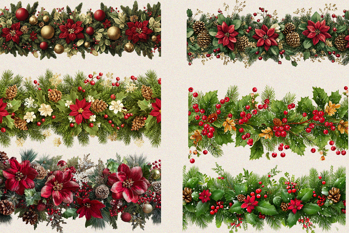 Christmas Border Garland Clipart, an Illustration by SVGArt (Photo 8 of 8)
