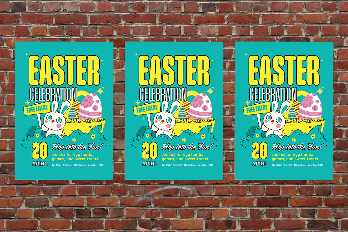 Retro Easter Egg Flyer, a Flyer Template by Aiyari Graphic (Photo 3 of 3)