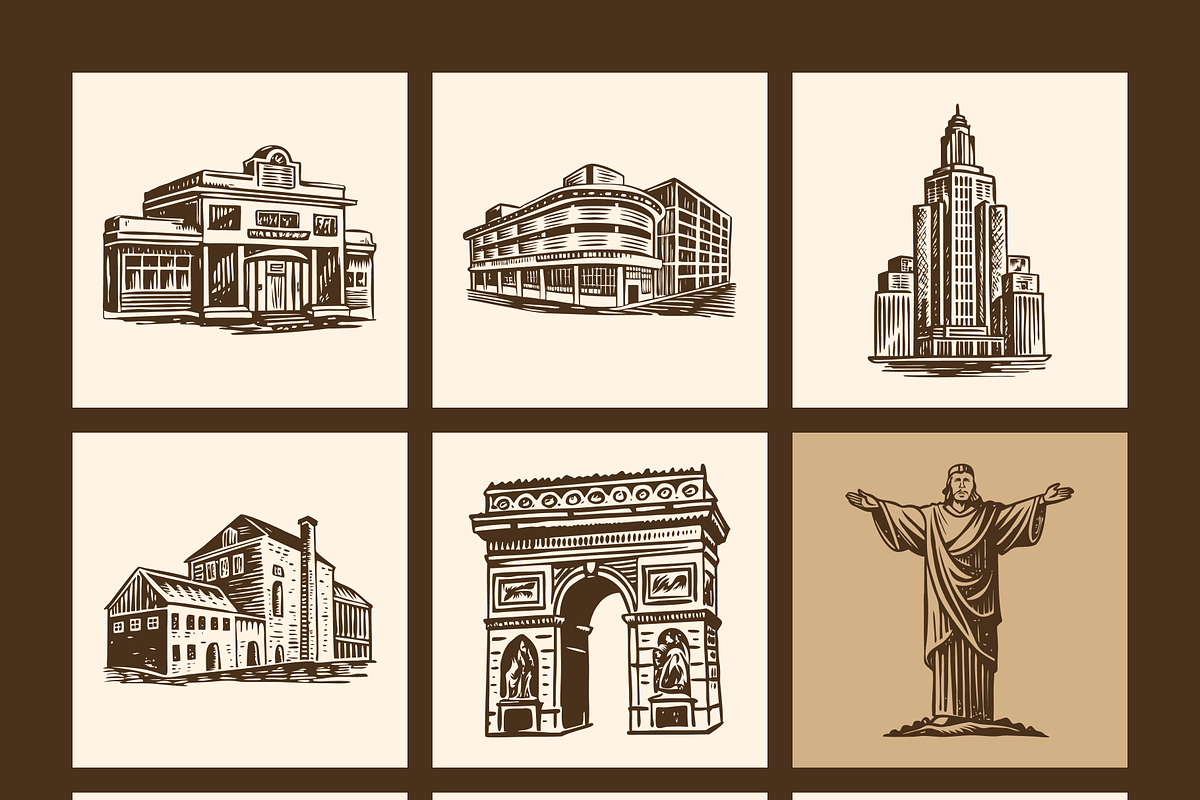 Vintage Building Illustration Set, a Decorative Illustration by Creative Stall (Photo 7 of 10)
