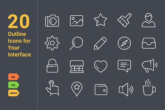 20 Outline Icons For Your Interface
