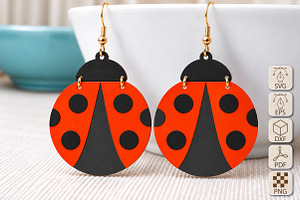 Ladybug Earrings Laser Cut SVG