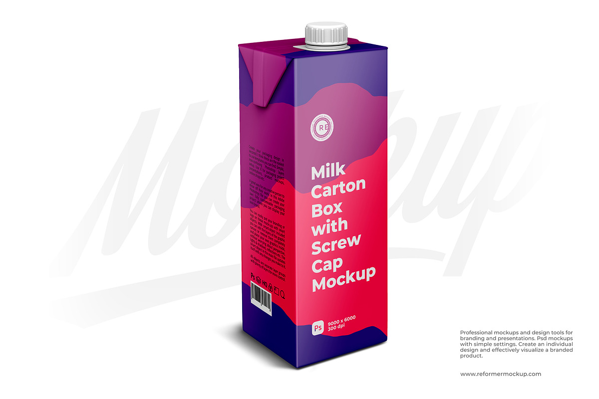 Carton Box with Screw Cap Mockup, a Packaging Mockup by Reformer Mockup (Photo 1 of 6)