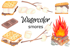 Watercor smores clip art, a Background Graphic by GoodFairyClipArt