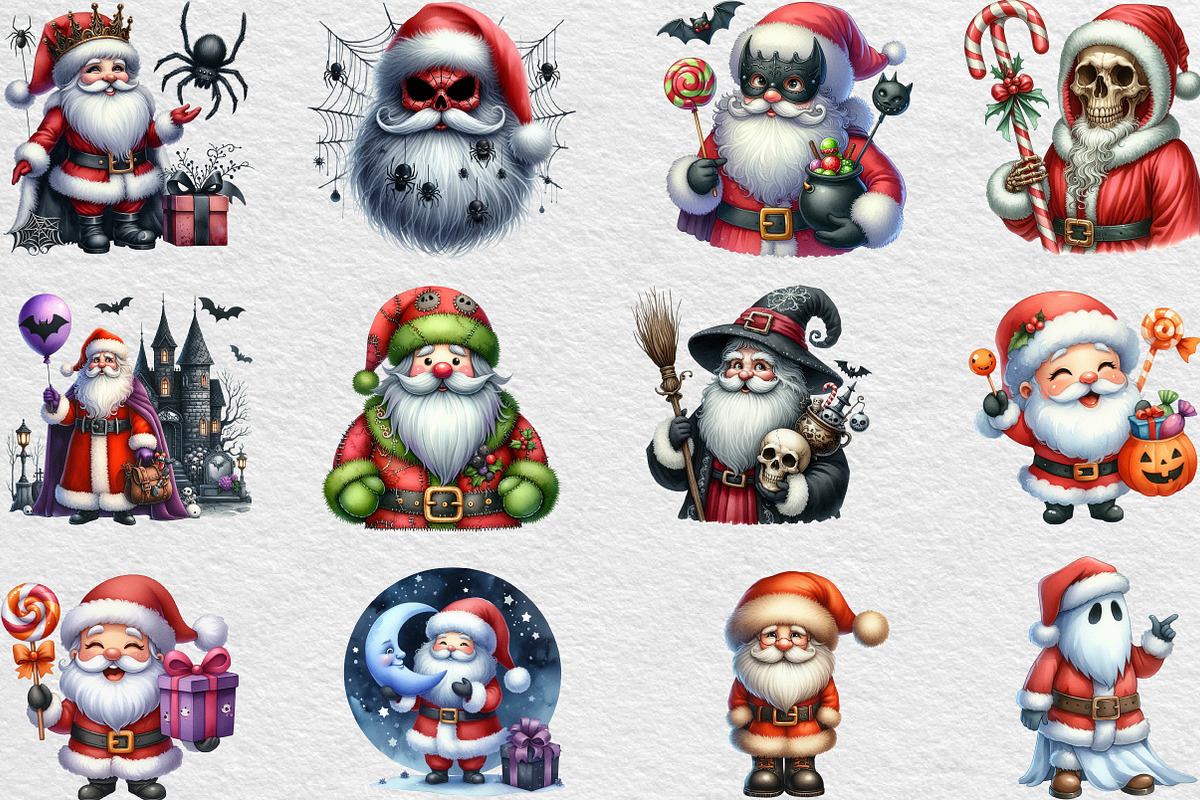 Halloween Santa Clipart, an Illustration by Black Bird Studio (Photo 2 of 6)